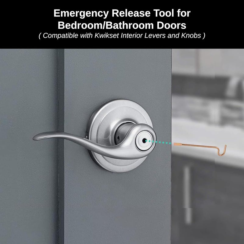 Non Applicable Bedroom/Bathroom Door Steel Emergency Release Tool Compatible with Kwikset Interior Levers and Knobs (6), Gold Color - Image 4